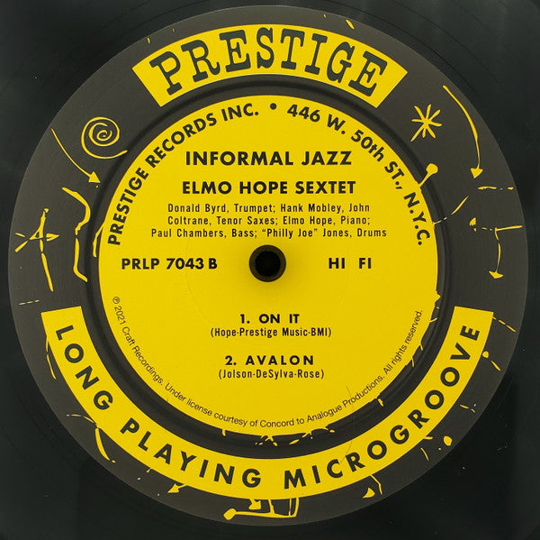 Elmo Hope Sextet : Informal Jazz (LP, Album, Mono, Ltd, RE, RP, 200)
