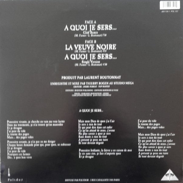 Mylene Farmer* : A Quoi Je Sers... (Club Remix) (12", Maxi)