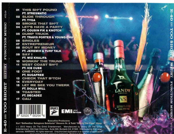 E-40 And Too $hort* : History (Function Music) (CD, Album)