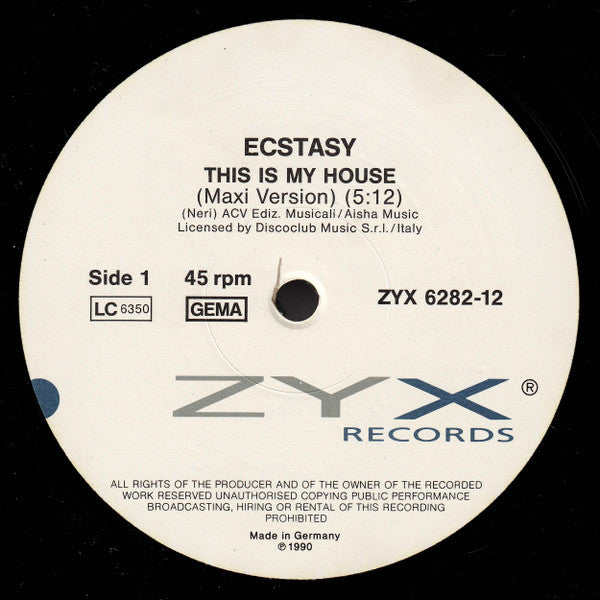 Ecstasy (2) : This Is My House (12", Maxi)