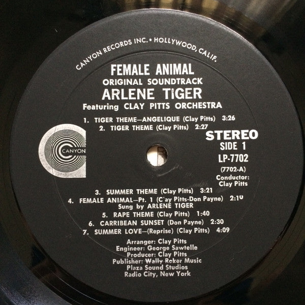 Arlene Tiger Featuring Clay Pitts Orchestra : Female Animal (The Original Motion Picture Soundtrack) (LP, Album)