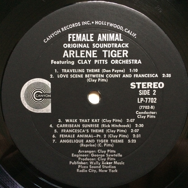 Arlene Tiger Featuring Clay Pitts Orchestra : Female Animal (The Original Motion Picture Soundtrack) (LP, Album)