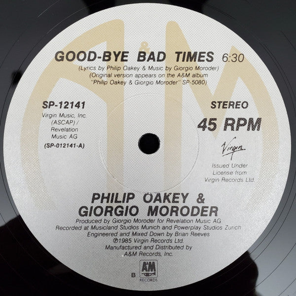 Philip Oakey & Giorgio Moroder : Good-Bye Bad Times (12", Single, Ele)
