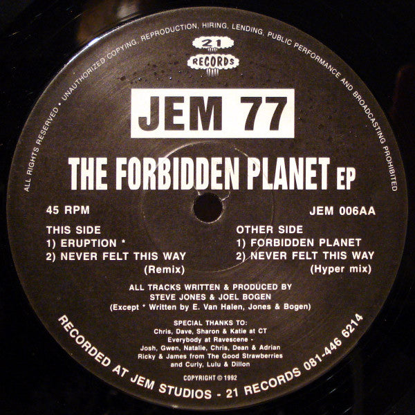 Jem 77 : The Forbidden Planet EP (12", EP)