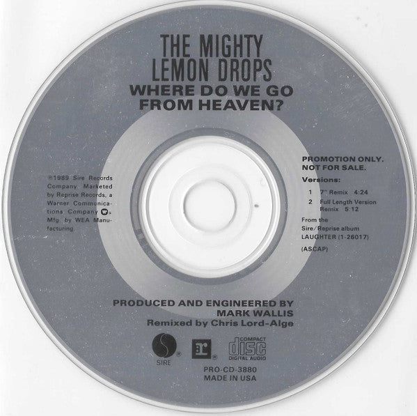The Mighty Lemon Drops : Where Do We Go From Heaven? (CD, Single, Promo)