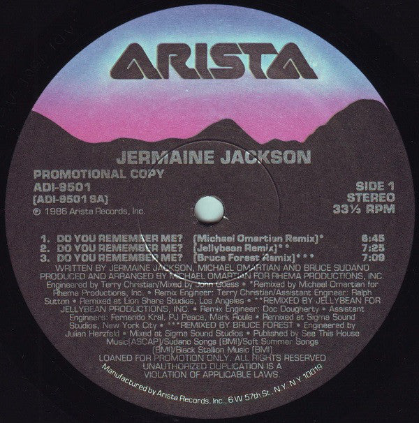 Jermaine Jackson : Do You Remember Me? (12", Promo)