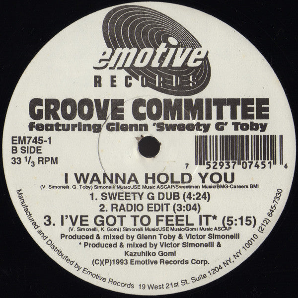 Groove Committee Featuring Glenn 'Sweety G' Toby* : I Wanna Hold You (12")