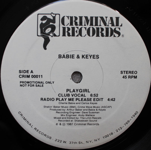Babie & Keyes : Playgirl (12", Promo)