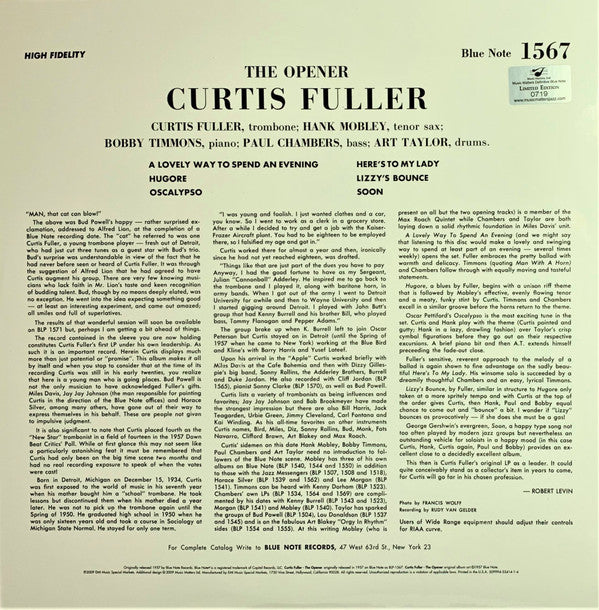Curtis Fuller : The Opener (2xLP, Album, Mono, Ltd, Num, RE, Gat)