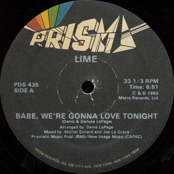 Lime (2) : Babe, We're Gonna Love Tonight (12", Single)