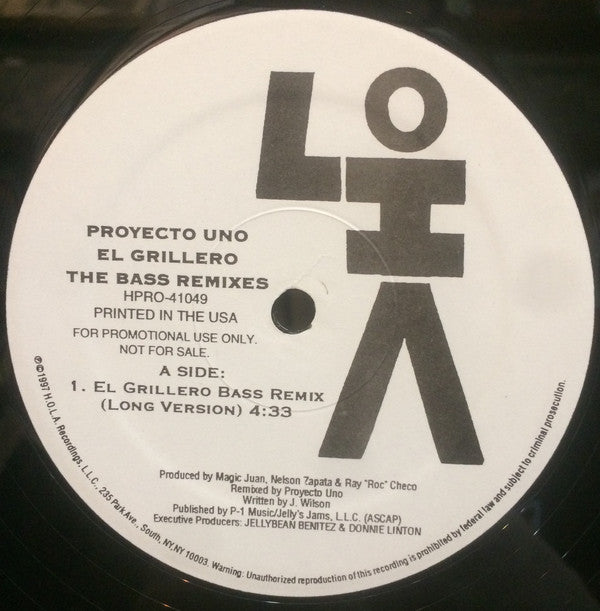 Proyecto Uno : El Grillero (The Bass Remixes) (12", Promo)