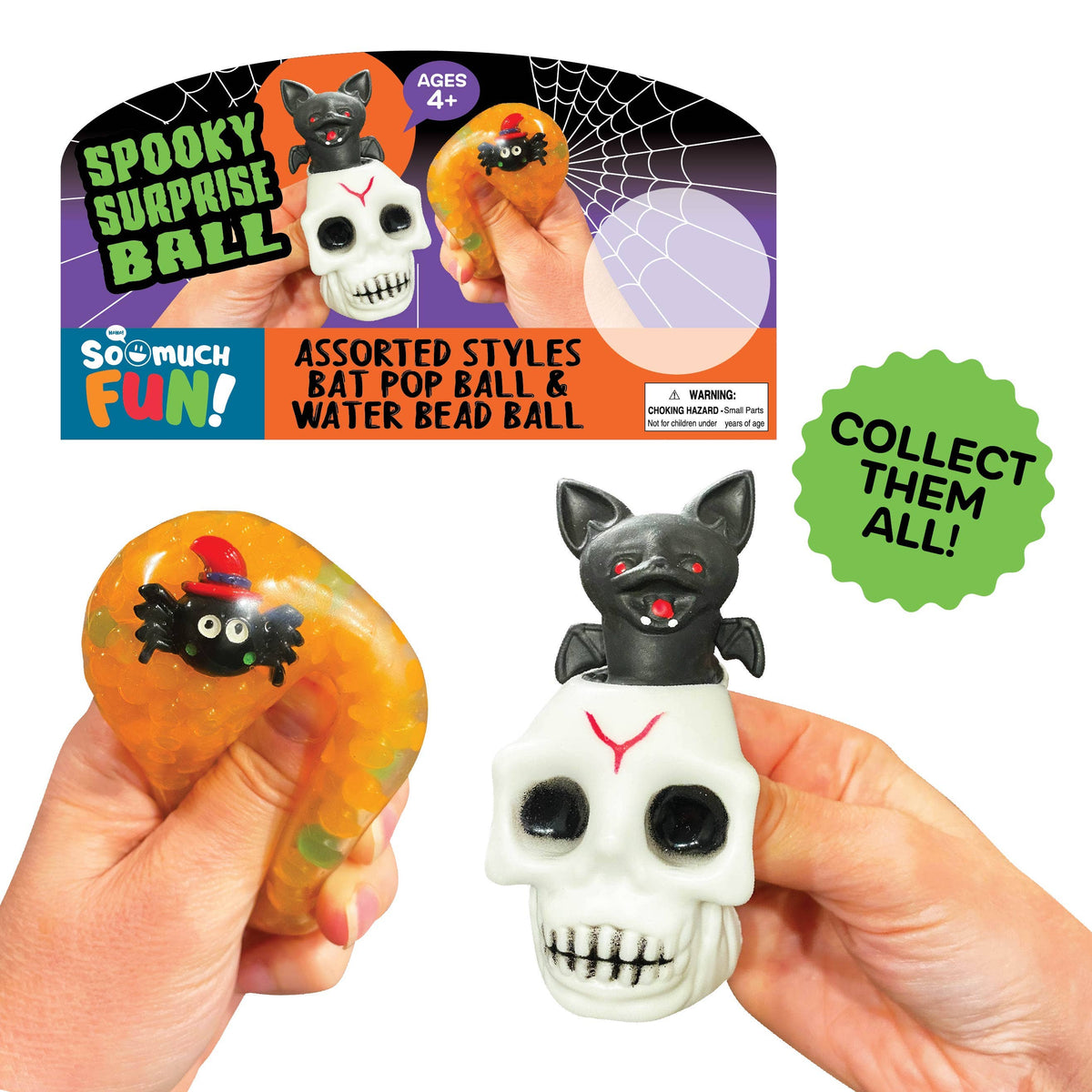 Halloween Squishy Ball Skull & Bat Assortment