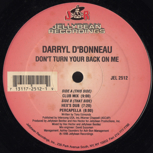 Darryl D'Bonneau : Don't Turn Your Back On Me (12")