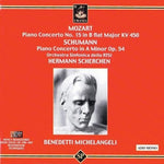the album cover for Mozart / Schumann / Scherchen / Michelangeli - Piano Cto 15 / Piano Cto Op 54