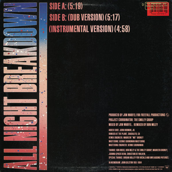 Jon Jon (6) : All Night Breakdown (12", Single)