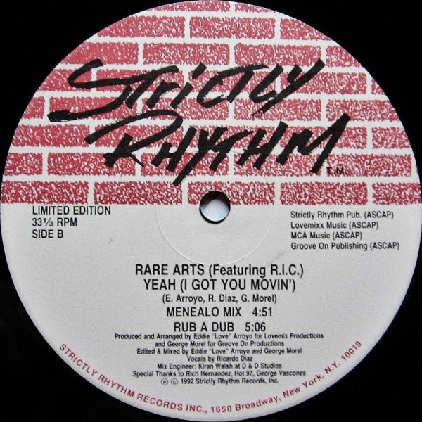 Rare Arts Featuring R.I.C. (2) : Yeah (I Got You Movin') (12", Ltd)