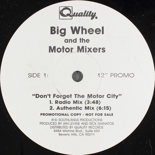 Big Wheel And The Motor Mixers : Don't Forget The Motor City (12", Promo)