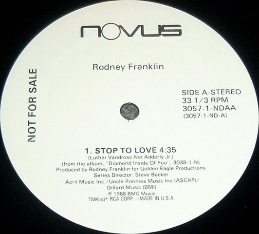 Rodney Franklin : Stop To Love (12", Promo)