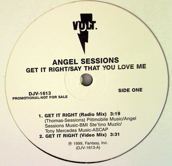 Angel Sessions : Get It Right / Say That You Love Me (12", Promo)