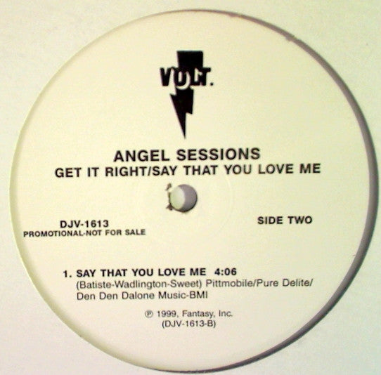 Angel Sessions : Get It Right / Say That You Love Me (12", Promo)