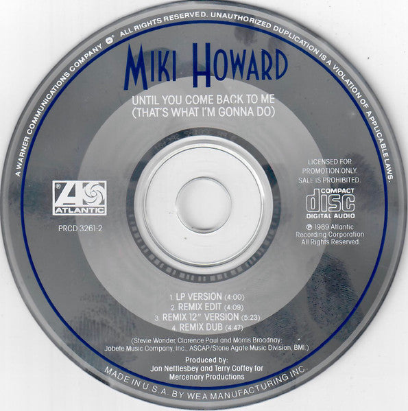Miki Howard : Until You Come Back To Me (That's What I'm Gonna Do) (CD, Single, Promo)