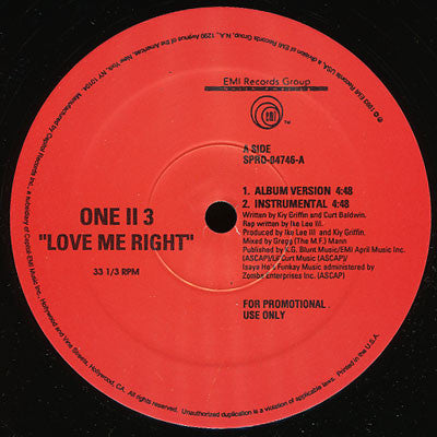 One II 3 : Love Me Right (12", Promo)