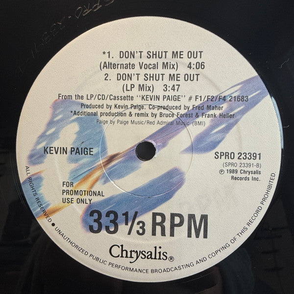 Kevin Paige : Don't Shut Me Out (12", Promo)