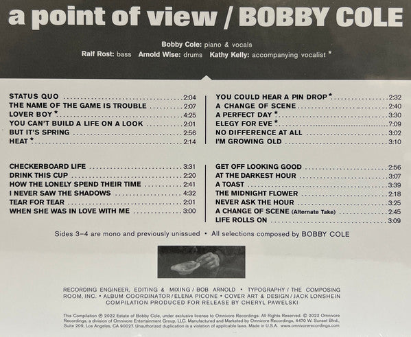 Bobby Cole : A Point Of View (2xLP, Album, RSD, Mono, RE)
