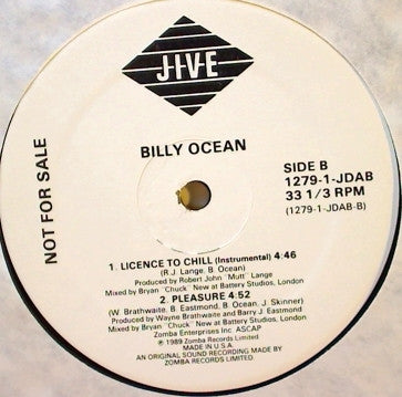Billy Ocean : Licence To Chill (12", Promo)
