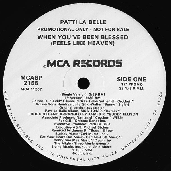 Patti LaBelle : When You've Been Blessed (12", Promo)