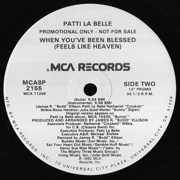 Patti LaBelle : When You've Been Blessed (12", Promo)