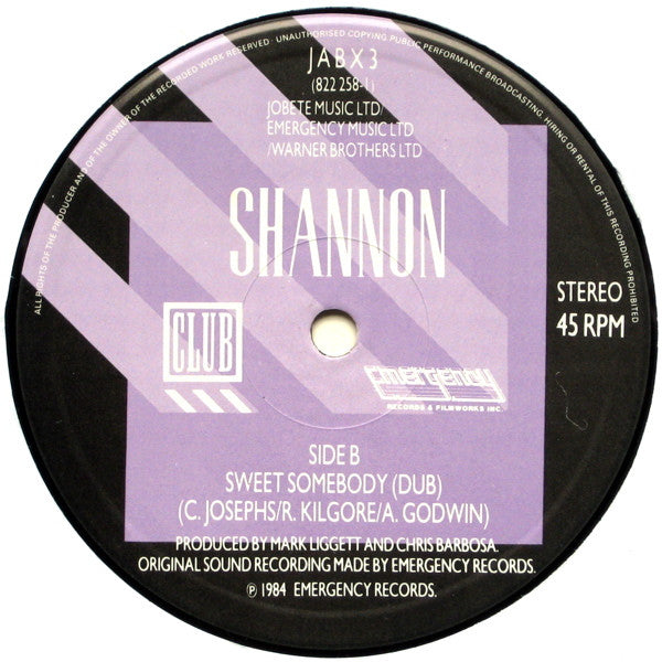 Shannon : Sweet Somebody (Special Extended Version) (12")