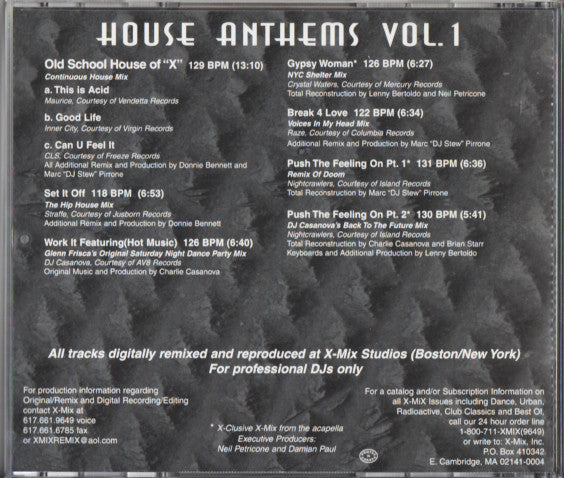 Various : X-Mix House Anthems Vol. 01 (CD, Comp, Pro)