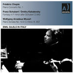 the album cover for Chopin / Schubert / Mozart - Emil Gilels in Italy