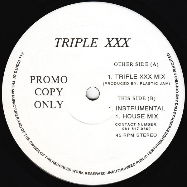 Bug Kann And The Plastic Jam* : Triple XXX (12", Promo)