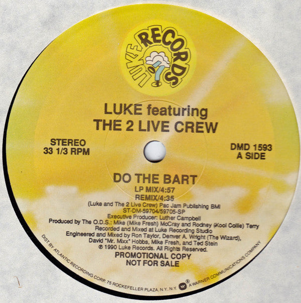 Luke Featuring The 2 Live Crew : Do The Bart (12", Promo)