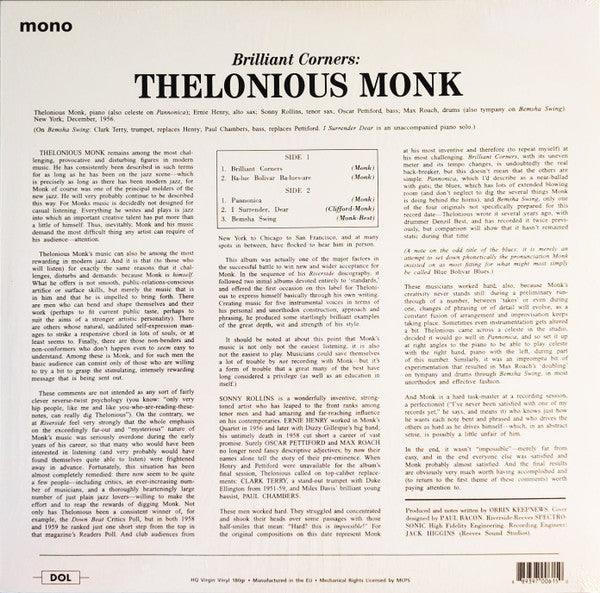 Thelonious Monk : Brilliant Corners (LP, Album, Mono, RE, 180)