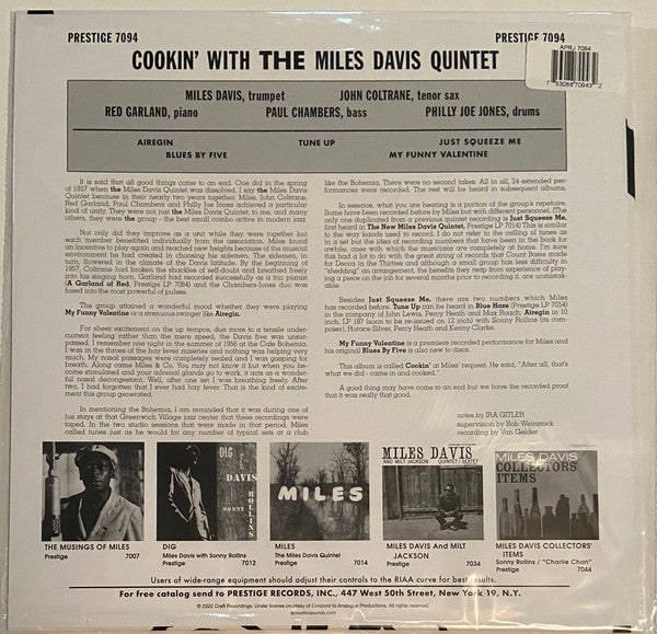 The Miles Davis Quintet : Cookin' With The Miles Davis Quintet (LP, Album, Mono, Ltd, RE, RP, 180)