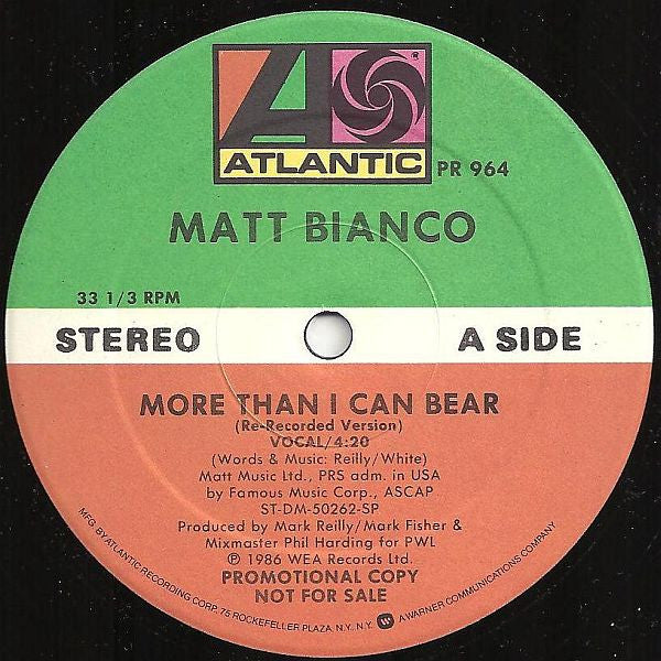 Matt Bianco : More Than I Can Bear (12", Promo)