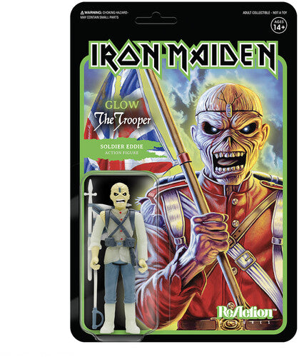 Figura de reacción de Super 7 Iron Maiden Trooper que brilla en la oscuridad