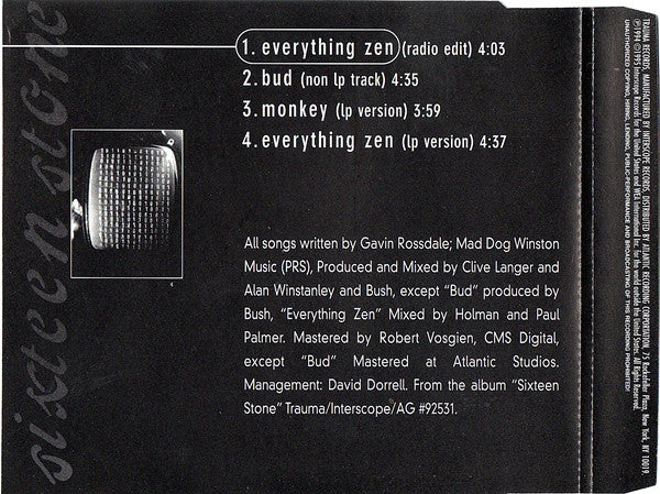Bush : Everything Zen (CD, Single)