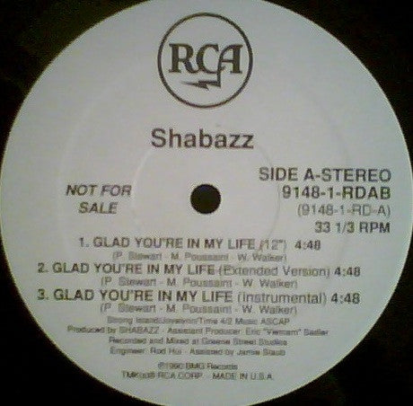 Shabazz : Glad You're In My Life (12", Promo)