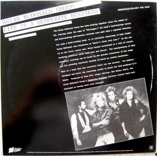 Brian McDonald Group : Life Is A Desperate Business (12", Single, Promo)