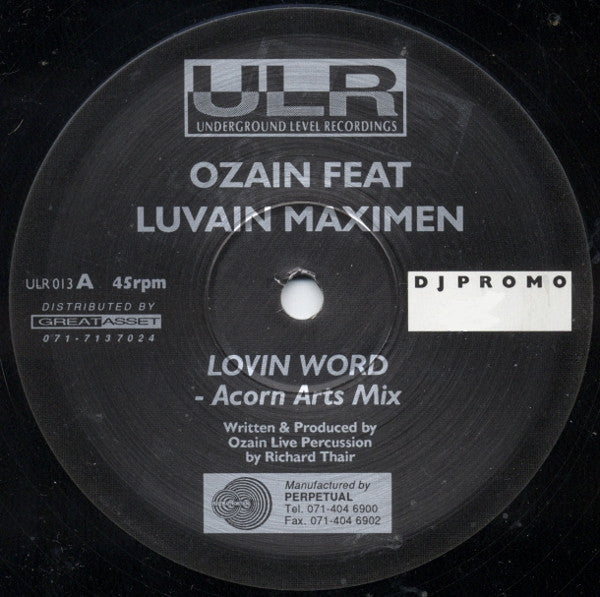 Ozain Feat Luvain Maximen : Lovin Word (12", Promo)