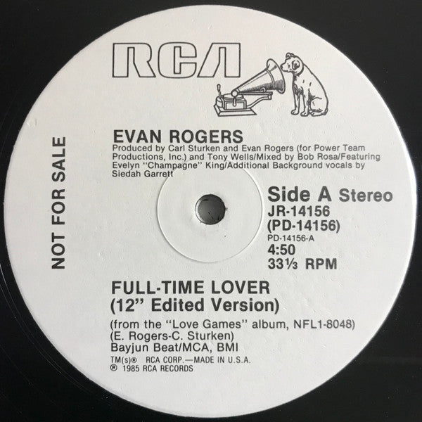 Evan Rogers : Full-Time Lover (12", Promo)