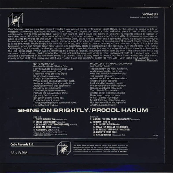 Procol Harum : Shine On Brightly (CD, Album, RE, RM, Pap)