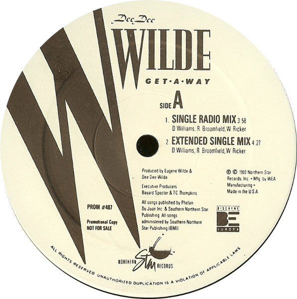 Dee Dee Wilde : Get-A-Way (12", Promo)