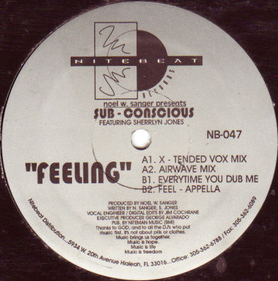 Noel W. Sanger Presents Sub-Conscious (2) Featuring Sherrlyn Jones* : Feeling (12")