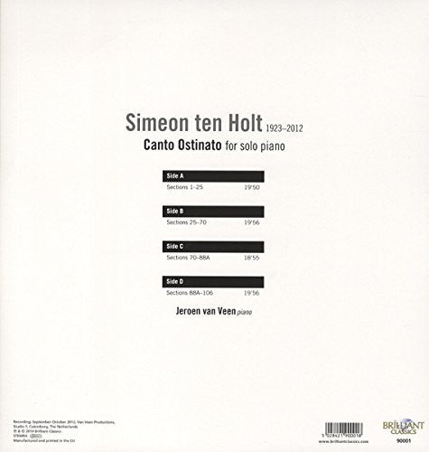 the album cover for Van Jeroen Veen - Ten Holt: Canto Ostinato for Solo Piano