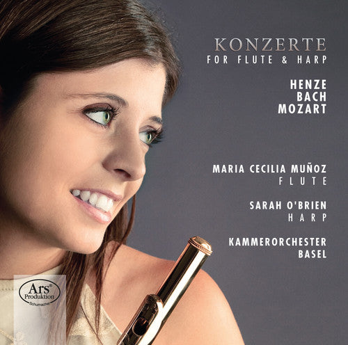 the album cover for Bach / Henze / Mozart - Cons for Flute & Harp